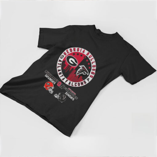 Official Georgia Bulldogs On Saturdays x Atlanta Falcons On Sunday Logo 2024 Shirt