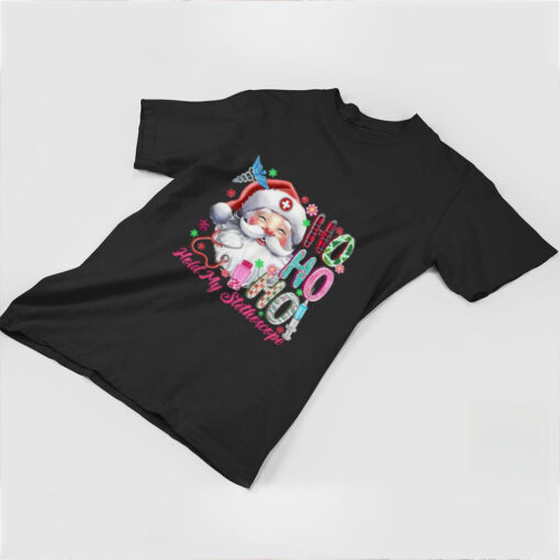 Official Ho ho hold my stethoscope Christmas nurse santa claus 2024 T shirt