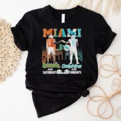 Official Miami Hurricanes On Saturdays Miami Dolphins On Sundays 2024 T Shirt