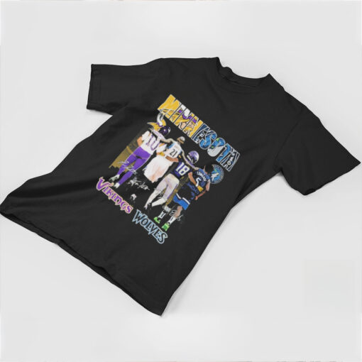 Official Minnesota Vikings x Minnesota Timberwolves Signature T Shirt