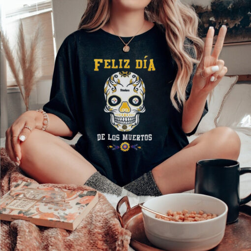 Official Pittsburgh Steelers Football Feliz Dia De Los Muertos Skull 2024 Shirt