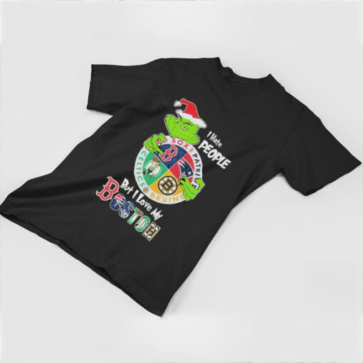 Official The Grinch I Hate People But I Love My Boston Team Sport Unisex T Shirt