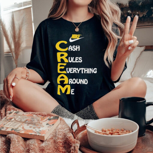 Official Wu Tang Clan x Nike Cream Tee Cash Rules Everything Around Me Shirt