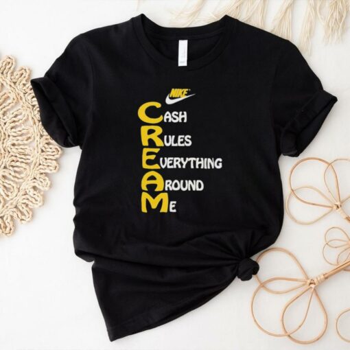 Official Wu Tang Clan x Nike Cream Tee Cash Rules Everything Around Me Shirt