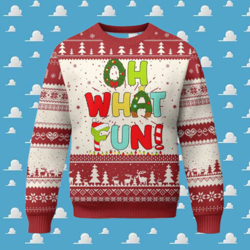 Oh What Fun Xmas Candy Cane Ugly Christmas Sweater