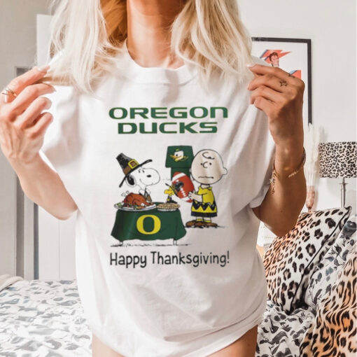 Peanuts Oregon Ducks Happy Thanksgiving shirt