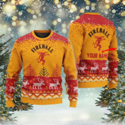 Personalized Fireball Reindeer Christmas Ugly Sweater