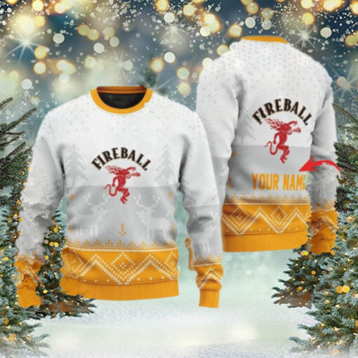 Personalized Fireball Winter Reindeer Ugly Sweater