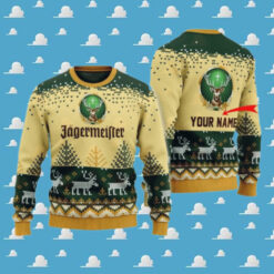 Personalized Jagermeister Reindeer Christmas Ugly Sweater