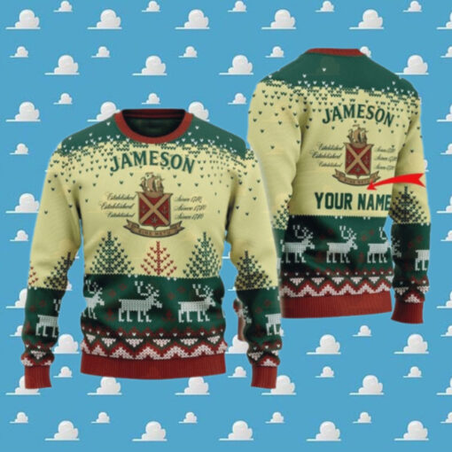 Personalized Jameson Reindeer Christmas Ugly Sweater