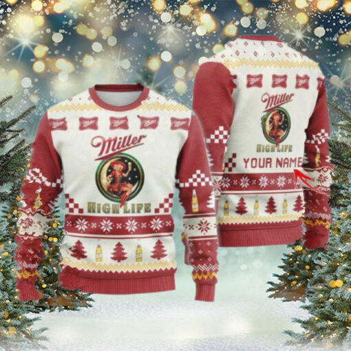 Personalized Miller High Life Christmas Star Ugly Sweater