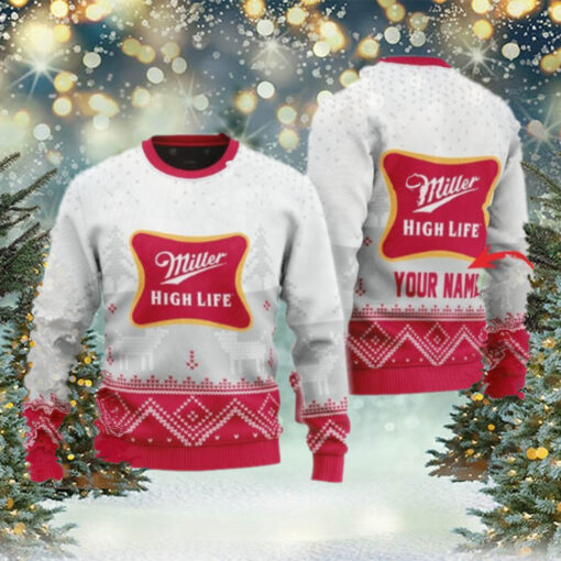 Personalized Miller High Life Winter Reindeer Ugly Sweater