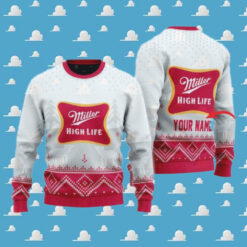 Personalized Miller High Life Winter Reindeer Ugly Sweater