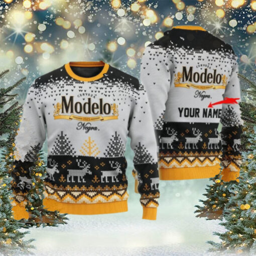 Personalized Modelo Reindeer Christmas Ugly Sweater