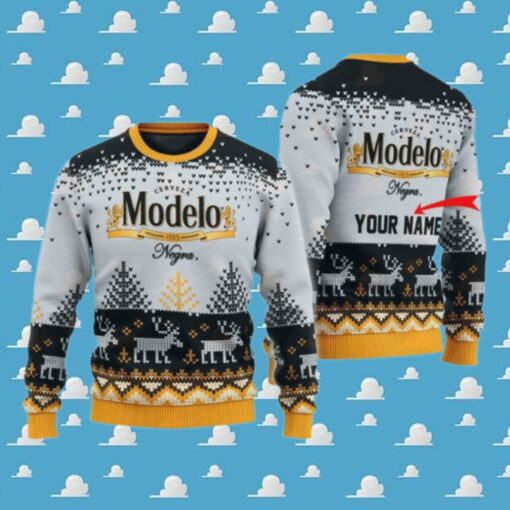 Personalized Modelo Reindeer Christmas Ugly Sweater