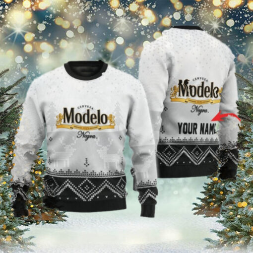 Personalized Modelo Winter Reindeer Ugly Sweater