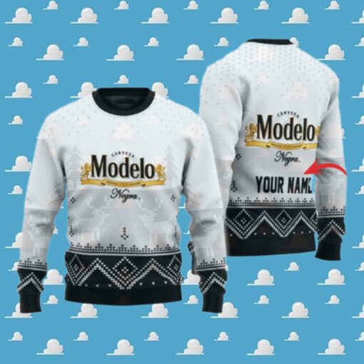 Personalized Modelo Winter Reindeer Ugly Sweater