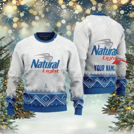 Personalized Natural Light Winter Reindeer Ugly Sweater