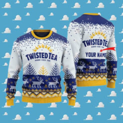 Personalized Twisted Tea Reindeer Christmas Ugly Sweater