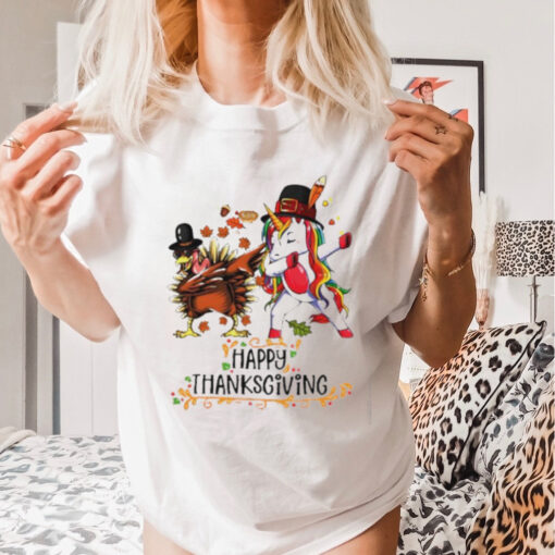 Pilgrim Hat Turkey Unicorn Dabbing Thanksgiving shirt