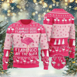 Pink Flamingo All The Way Ugly Christmas Sweater