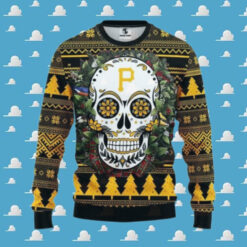 Pittsburgh Pirates Skull Flower Ugly Christmas Sweater, MLB Christmas Sweater