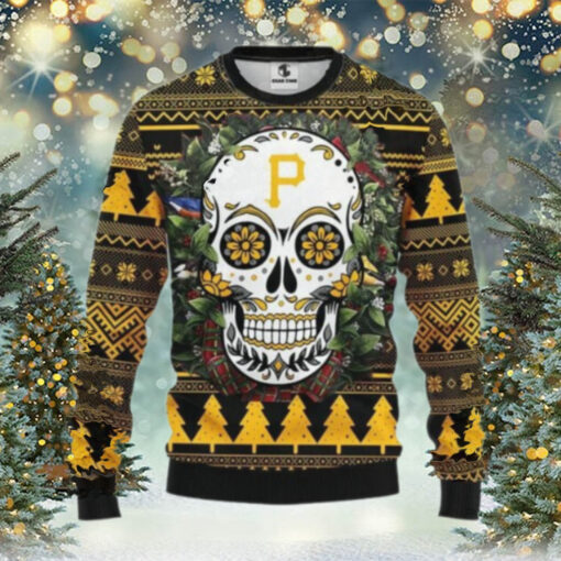 Pittsburgh Pirates Skull Flower Ugly Christmas Sweater, MLB Christmas Sweater