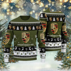 Porsche 2024 Christmas Army Green Ugly Sweater