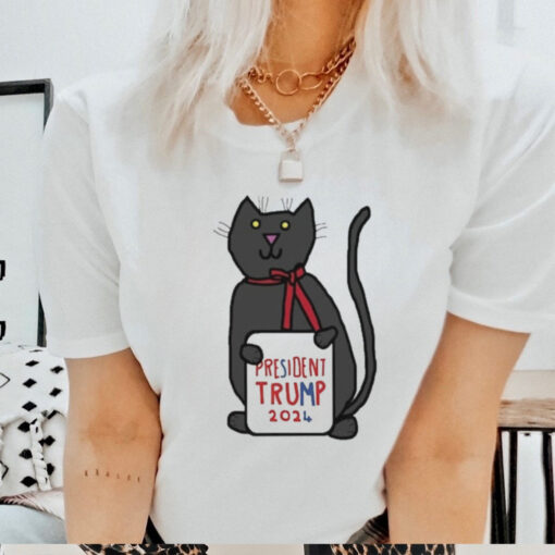 President Trump 2024 Sign and Cute Cat T Shirt