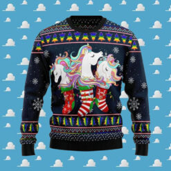 Rainbow Unicorns Inside Socks Ugly Sweater