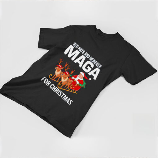 Red Hats and Reindeer MAGA for Christmas Trump Santa shirt