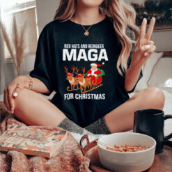 Red Hats and Reindeer MAGA for Christmas Trump Santa shirt