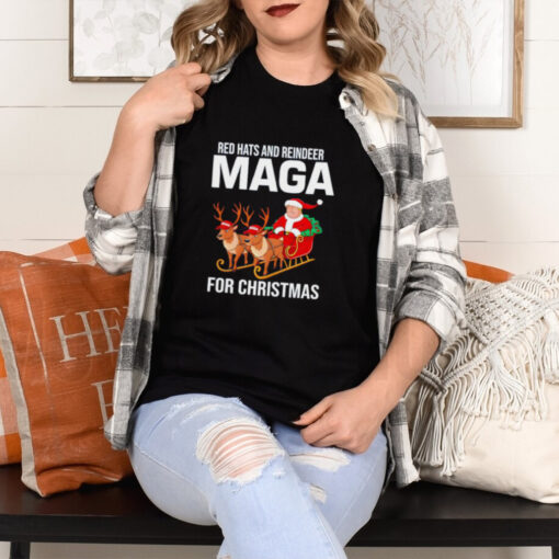 Red Hats and Reindeer MAGA for Christmas Trump Santa shirt