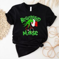 Registered Nurse Christmas Grinch hand faux glitter shirt