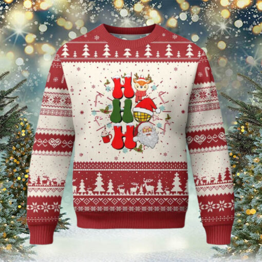 Retro Groovy Christmas Ho Ho Ho Reindeer Disco Ball Santa Xmas Ugly Christmas Sweater TS02