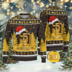 San Diego Padres Christmas Sweater With Santa Hat And Pine Tree