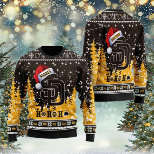 San Diego Padres Ugly Christmas Sweater Ho Ho Ho Santa Hat