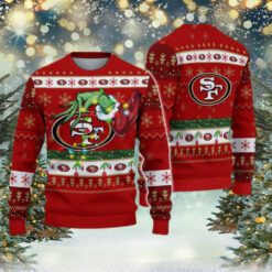 San Francisco 49ers NFL Special Grinchs Hand Football Xmas Holiday Ugly Christmas Sweater