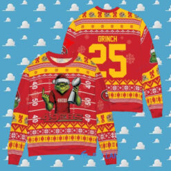 San Francisco 49ers x Grinch Christmas Dr. Seuss How the Grinch Stole Christmas with Super Bowl Trophy Custom Ugly Christmas Sweater