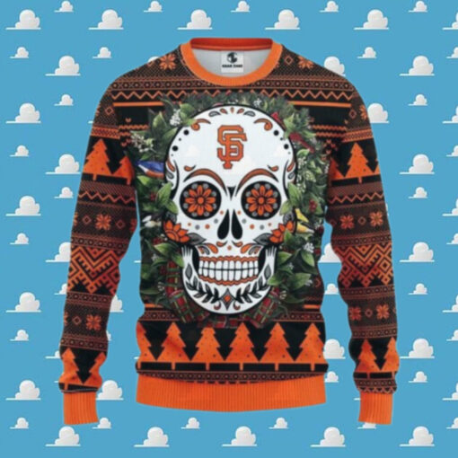 San Francisco Giants Skull Flower Ugly Christmas Sweater, MLB Christmas Sweater