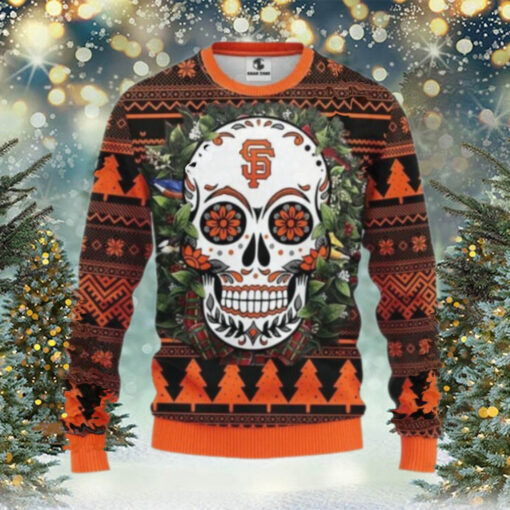 San Francisco Giants Skull Flower Ugly Christmas Sweater, MLB Christmas Sweater