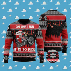 Santa Biker Oh What Fun It Is To Ride Ugly Sweater