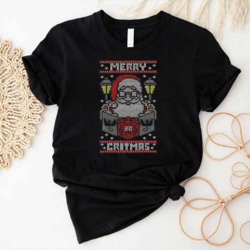 Santa Claus playing Dungeons and Dragons Merry Critmas shirt