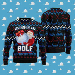 Santa Clause Golf Wonderland Ugly Christmas Sweater