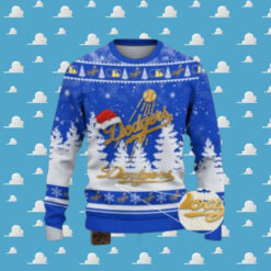 Santa Hat Dodgers Logo Blue Christmas Sweater