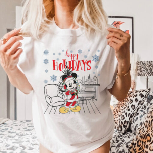 Santa Mickey Mouse Happy Holidays Shirt