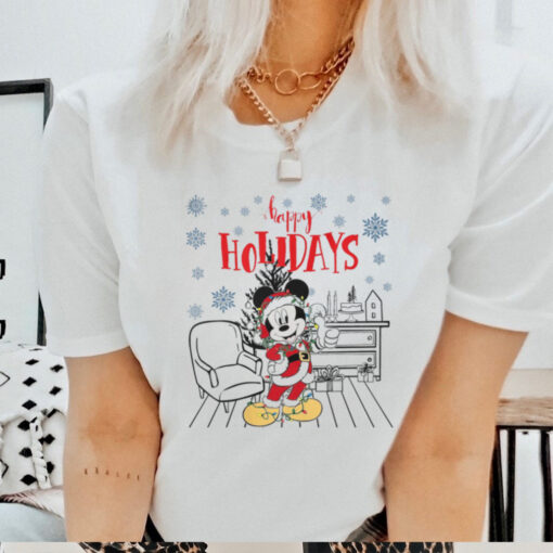 Santa Mickey Mouse Happy Holidays Shirt