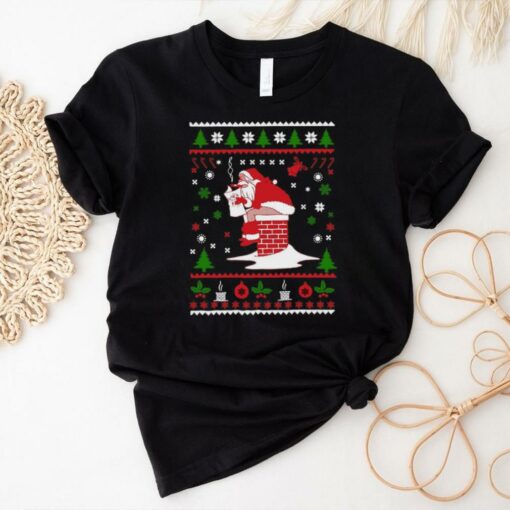 Santa Pooping Down The Chimney Ugly Christmas 2024 Shirt