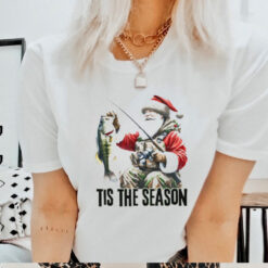 Santa fishing tis the season Christmas shirt