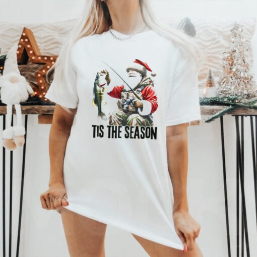 Santa fishing tis the season Christmas shirt